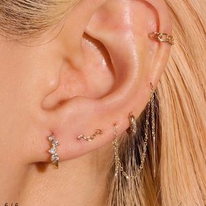 Stone and Strand brand new extra long threaded earring 14k gold